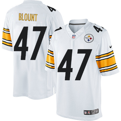 Men's Limited Mel Blount Nike Jersey White Road - #47 NFL Pittsburgh Steelers